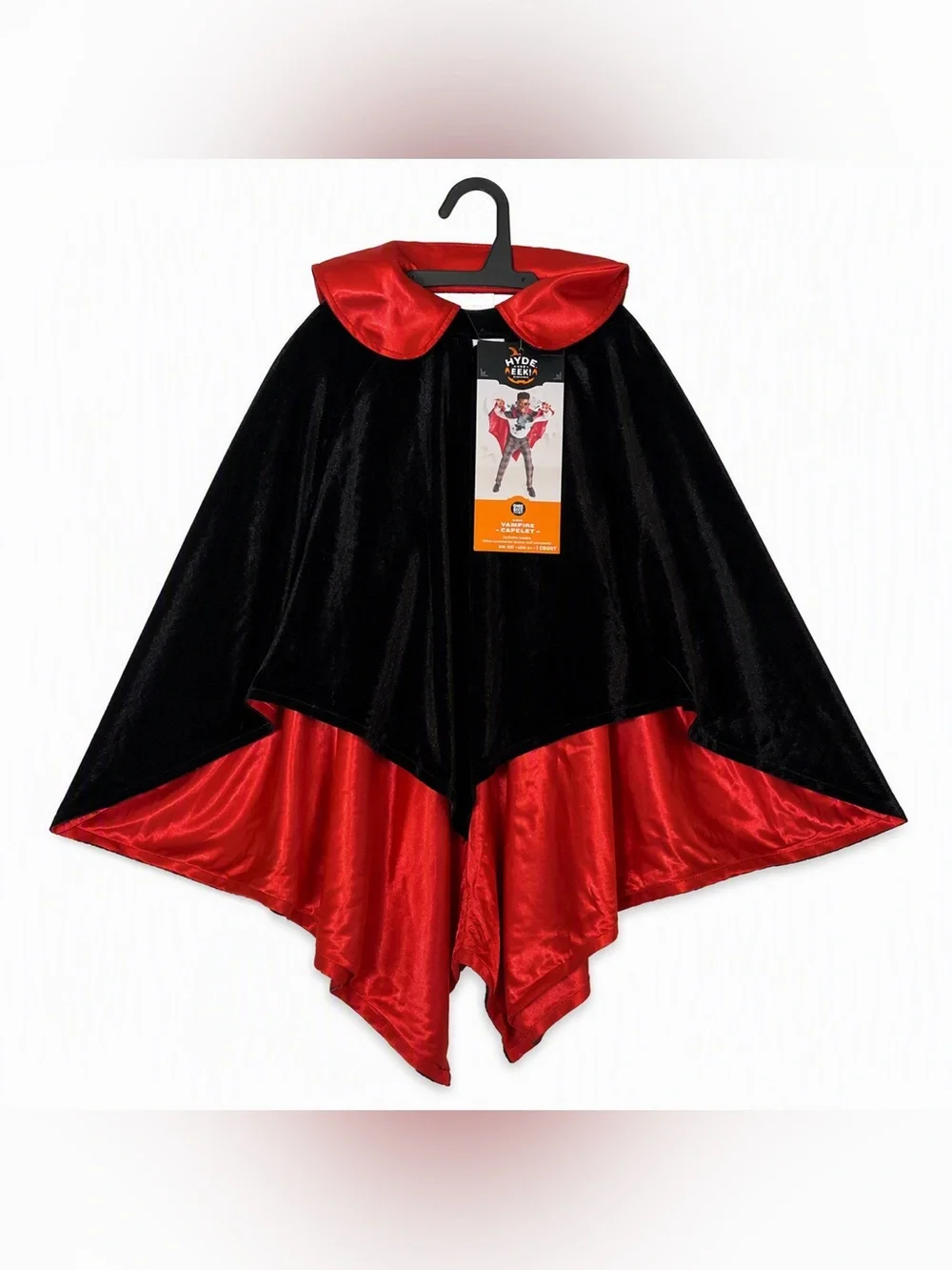 NWT Hyde & EEK Kids Vampire Capelet Black Red Halloween Costume Cape One Size
